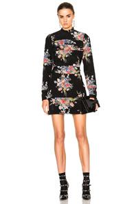 No. 21 Printed Mini Dress In Black,floral