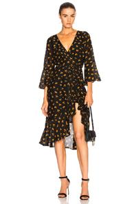 Ganni Beacon Dress In Black,floral