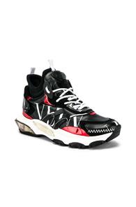 Valentino Hi-top Logo Sneaker In Black
