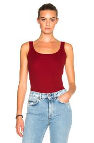 Frame Denim Rib Tank Top In Red