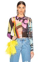 Marques ' Almeida Long Sleeve Mesh Top In Abstract,purple,yellow