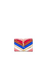 Saint Laurent College Envelope Wallet In Metallics,stripes,red