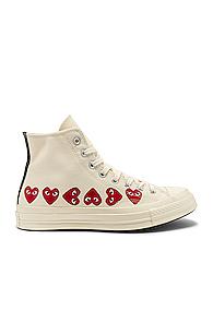 Comme Des Garcons Play Emblem Hi Top Sneaker In Novelty,white