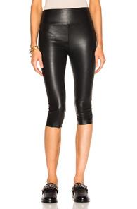 Sprwmn High Waist Crop Leather Legging In Black