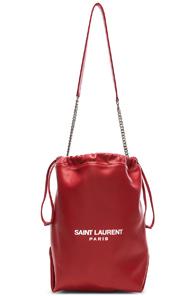 Saint Laurent Supple Logo Teddy Pouch In Red