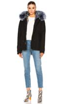 Mr & Mrs Italy Mini Parka Jacket With Coyote & Raccoon Fur In Black