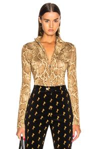 Chloe Snakeskin Quarter Zip Jersey Top In Animal Print,neutrals