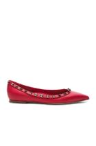 Valentino Rockstud Leather Ballerina Flats In Red