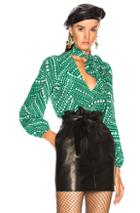 Rixo London Kate Blouse In Green,geometric Print