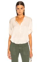 Enza Costa Viscose Sateen Poet Blouse In Neutrals
