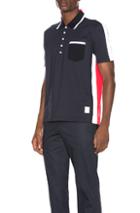 Thom Browne Bicolor Polo In Blue,red