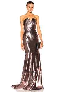 Roland Mouret Brenner Lame Jacquard Gown In Metallics,pink