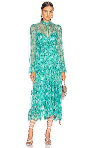 Zimmermann Moncur Gathered Frill Dress In Floral,green