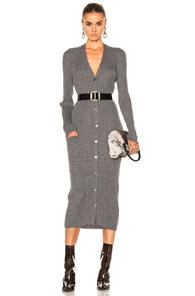 Maison Margiela Gauge Wool Rib Cardigan Dress In Gray