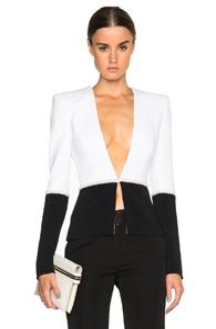 Mugler Bi Color Fitted Cady Blazer In Black,white