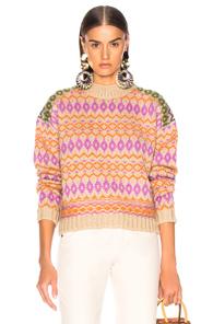 Acne Studios Pattern Sweater In Abstract,neutral,orange,pink