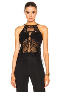 Jonathan Simkhai Corded Linear Lace Top In Black