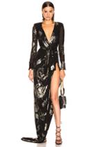 Redemption Flower Draped Long Dress In Black,floral,metallic