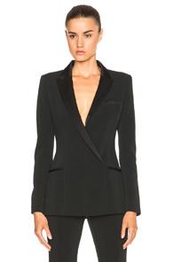 Mugler Fitted Cady & Draped Satin Blazer In Black