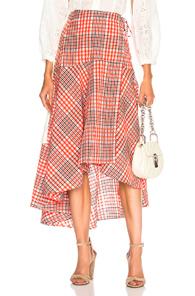 Ganni Charron Skirt In Red,checkered & Plaid