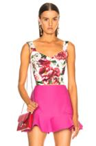 Dolce & Gabbana Peony Print Brocade Corset Tank In Floral,pink,white