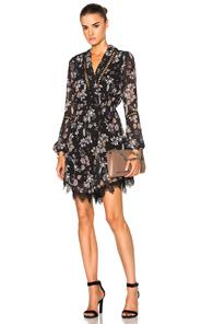 Nicholas Tie Neck Floral Dress In Black,floral
