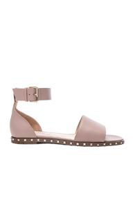 Valentino Leather Soul Rockstud Flat Sandals In Neutrals