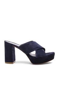 Mansur Gavriel Suede X Strap Heels In Blue