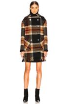 Calvin Klein 205w39nyc Double Breasted Plaid Blanket Coat In Black,plaid,red