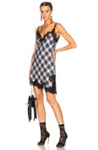 Alberta Ferretti Lace Trim Plaid Slip Dress In Blue,checkered & Plaid