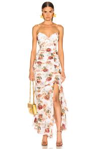 Nicholas Floral Drawstring Dress In White,floral