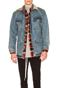 Fear Of God Selvedge Denim Long Trucker In Blue