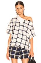 Monse Shifted Tweed Rugby Top In Plaid,white