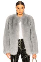 Zeynep Arcay Short Fox Fur Jacket In Gray