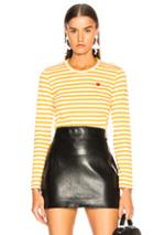 Comme Des Garcons Play Small Red Heart Striped T-shirt In Stripes,yellow