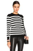Saint Laurent Crew Neck Stripe Pullover In Black,white,stripes