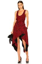 Proenza Schouler Printed Fil Coupe Waist Tie Dress In Red,abstract,checkered & Plaid