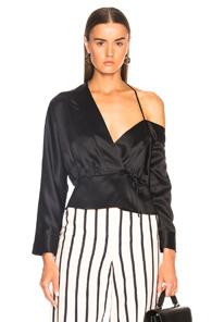 Michelle Mason Off Shoulder Wrap Top In Black