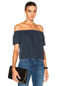 Mother Cold Shoulder Top In Blue