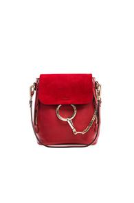 Chloe Small Faye Calfskin & Suede Backpack In Red