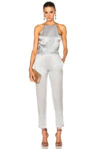 Fleur Du Mal Lounge Jumpsuit In Gray,metallics