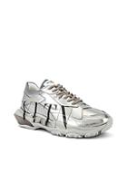 Valentino Logo Sneaker In Gray,metallic