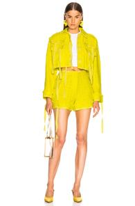 Msgm Tweed Jacket In Yellow