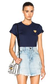Comme Des Garcons Play Gold Heart Emblem Tee In Blue