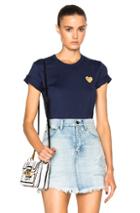 Comme Des Garcons Play Gold Heart Emblem Tee In Blue