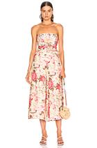Zimmermann Honour Strapless Jumpsuit In Floral,neutral,pink