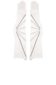 Rodarte Lambskin Leather Ruffle Gloves In White
