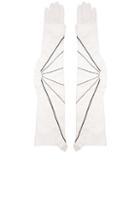 Rodarte Lambskin Leather Ruffle Gloves In White