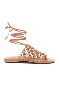 Alumnae Knotted Leather Ankle Wrap Sandals In Neutrals