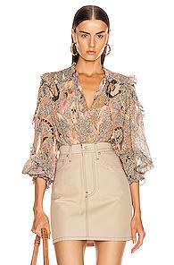 Ulla Johnson Lara Blouse In Green,paisley